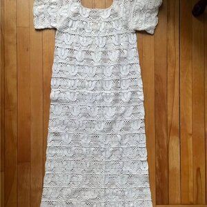 Vintage Crochet Lace Beach Cover-Up Dress – One Size